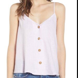 BP By Nordstrom button front pink/white linen blend Striped Cami top S